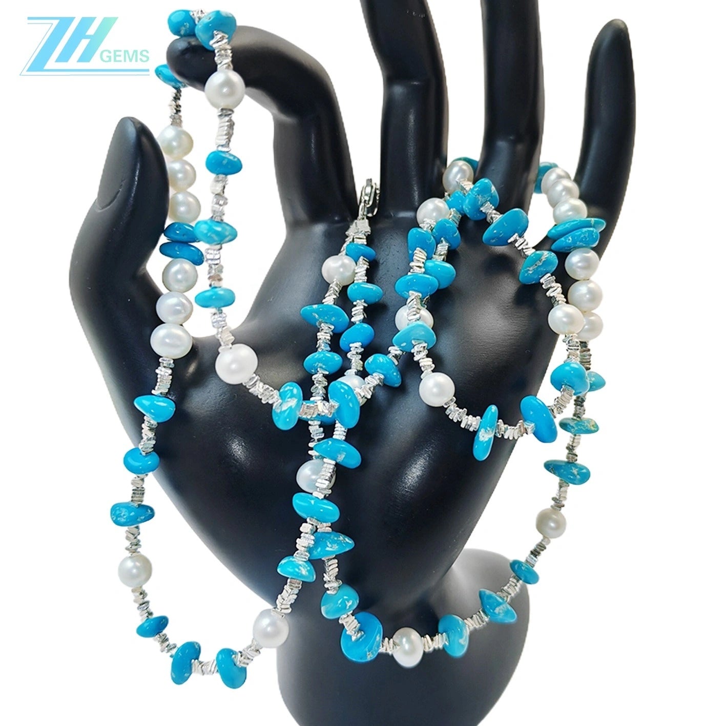 Healing Double Necklace Pearl Turquoise Natural S925 Silver Women's Jewelry Best-selling Designer Custom Beautiful Jewelry