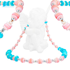 Pink Blue Classic Color Matchway Pink Opal And Natural Turquoise Necklace Jewelry Gift Girlfriend Daughter Most Preferred