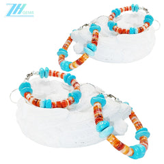 Beautiful High Quality Turquoise Orange Spiny Oyster Set Engagement Gift Daily Wear Natural Turquoise High Jewelry