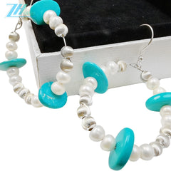 Natural Pearl And Turquoise Premium Earrings With Delicate S925 Silver Jewelry Original Earring Design Handmade