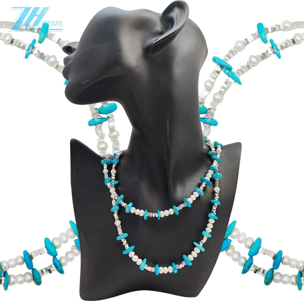 Natural Turquoise Premium Women's Necklace Bracelet With Delicate S925 Silver And Natural Pearl Beauty Jewelry Gifts For Women