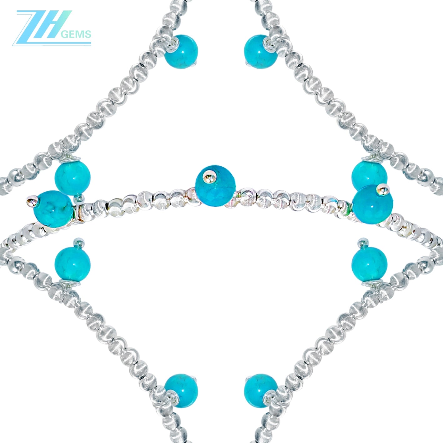 Winter Gift S925 Silver & Natural Turquoise With Silver Beads High Quality Turquoise Necklace Hot Sale