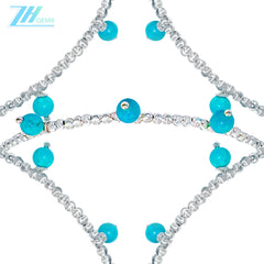 Winter Gift S925 Silver & Natural Turquoise With Silver Beads High Quality Turquoise Necklace Hot Sale