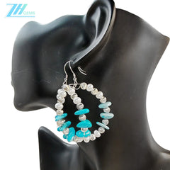 Natural Turquoise Natural Earrings Holiday Gift S925 Silver Designer Custom Gift Family Turquoise Earrings