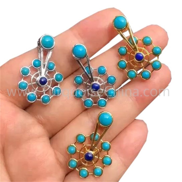 Ferris Wheel Pendant Genuine Turquoise Gemstone Jewelry