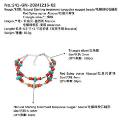 Winter Double Red Spiny Oyster Bracelet Turquoise Jewelry S925 Silver Beads Natural Natural Sterling Treatment Turquoise