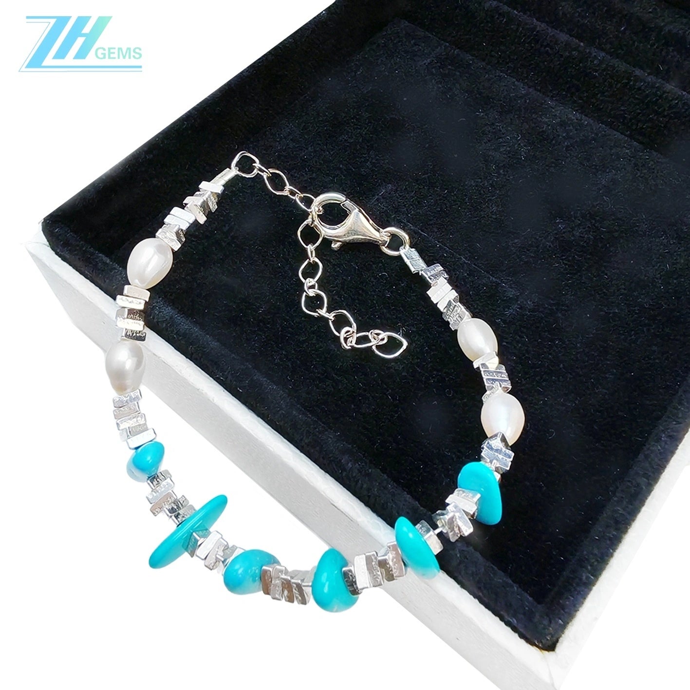 Turquoise Pearl Bracelet Fashion Women's Jewelry Versatile Multi-occasion Pearl Bracelet Silver Jewelry