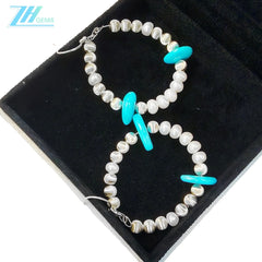 Pearl Earrings S925 Silver Earrings Natural Turquoise High Quality Pearls Luxury Style Hot Selling Popular Style