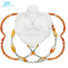 Pink Opal Spiny Oyster And Black Rutilated Quartz 16inch 25.8gram Elegant Summer Choice Present For Lover Mom Family