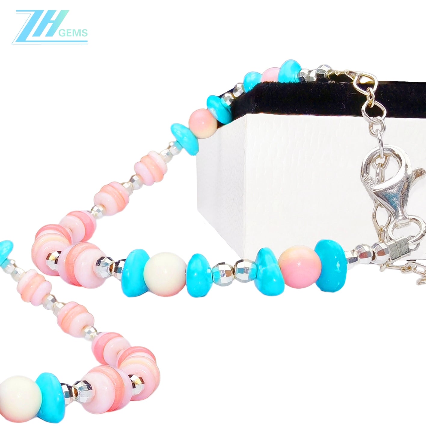 Fresh Color Matching Simple And Cute Style Goddess Bracelet Turquoise With Natural Pink Opal Pink Shell Beautiful Gift
