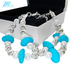 Double Winter Natural Turquoise Bracelet Pearl With S925 Silver Exquisite Bracelet High Jewelry Designer Custom