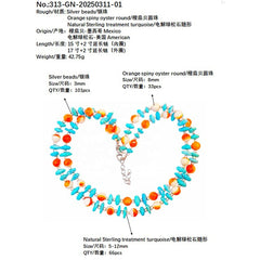 S925 Silver Weaves Sterling Treatment Turquoise And Orange Spiny Oyster Beads The Double Layer Design Like A Lively Poem