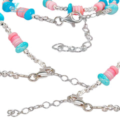 Delicate Handmade Necklace With Natural Pink Opal And Turquoise Winter Fine Jewelry Jewelry Original Design