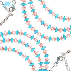 Natural Sterling Treatment Turquoise And Natural Jewelry Pink Opal Delicate Necklace Pink Blue Colour