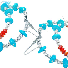 Authentic High Quality Earrings Natural Winter Women's Earrings Natural Spiny Oyster Natural Turquoise With 3mm Silver Beads