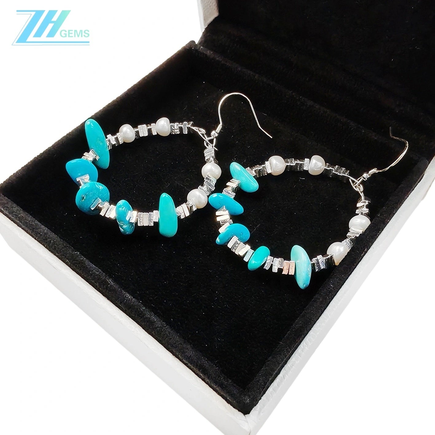 Pearl Earrings Turquoise Natural Earrings S925 Silver Women's Jewelry Best Selling Designer Custom Beauty Jewelry
