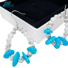 Winter Earrings Turquoise Holiday Gift S925 Silver And Natural Pearl Turquoise Beautiful Goddess Jewelry Natural Earrings