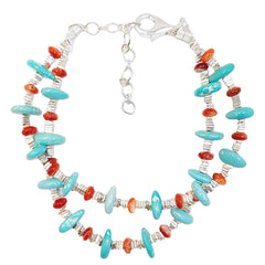 Christmas Winter Turquoise Holiday Gifts S925 Silver And Natural Spiny Oyster Beautiful Goddess Jewelry Natural Bracelet