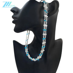 Double Natural Turquoise Women's Necklace With Delicate Beautiful Silver Jewelry Necklace Goddesses Necessary