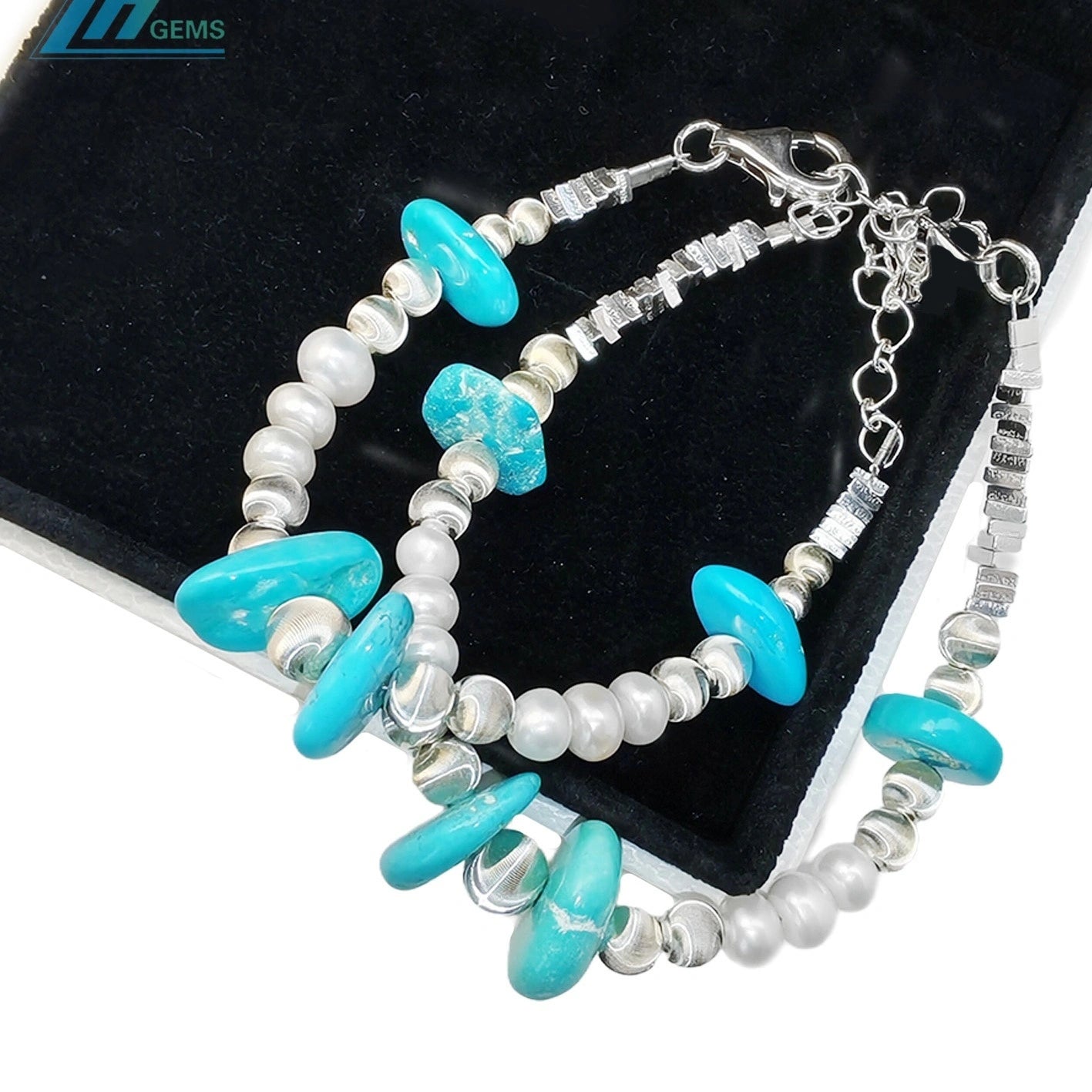 Double Layer Natural Turquoise Bracelet For Women Turquoise Beautiful Silver Jewelry Bracelet Goddess Essential Popular Sale