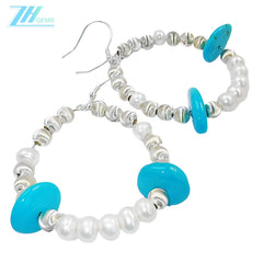 Pearl Earrings S925 Silver Earrings Natural Turquoise High Quality Pearls Luxury Style Hot Selling Popular Style
