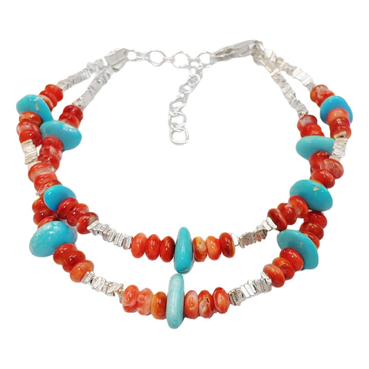 Winter Double Red Spiny Oyster Bracelet Turquoise Jewelry S925 Silver Beads Natural Natural Sterling Treatment Turquoise