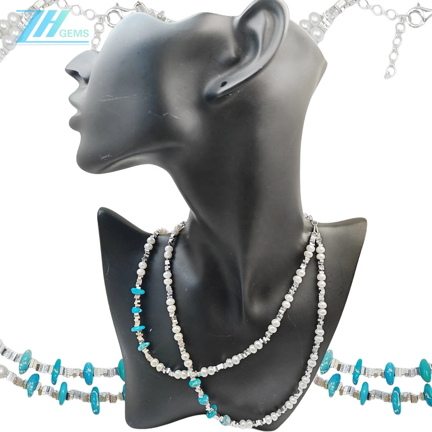 High Quality Pearl Necklace For Women Turquoise With S925 Silver Delicate Jewelry Custom Design Modern Style Jewelry