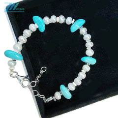 Natural Pearl Turquoise Delicate S925 Silver And Natural Gemstones For Beautiful Jewelry For Jewelry Making Fashion Design