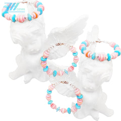 Natural High Quality Natural Sterling Treatment Turquoise Earrings With Pink Pink Opal Handmade Original