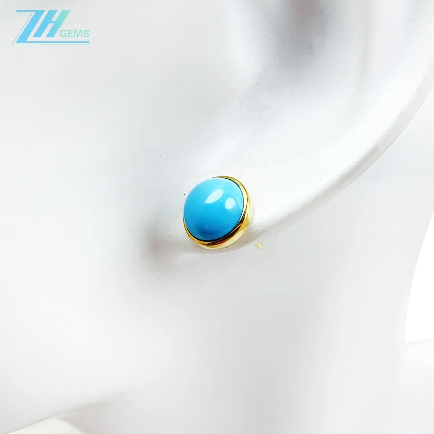 14k Gold Electrolysis 18k Gold Sleeping Beauty Mine Natural Electrolytic Turquoise Round Earrings Jewelry Accessories For Women