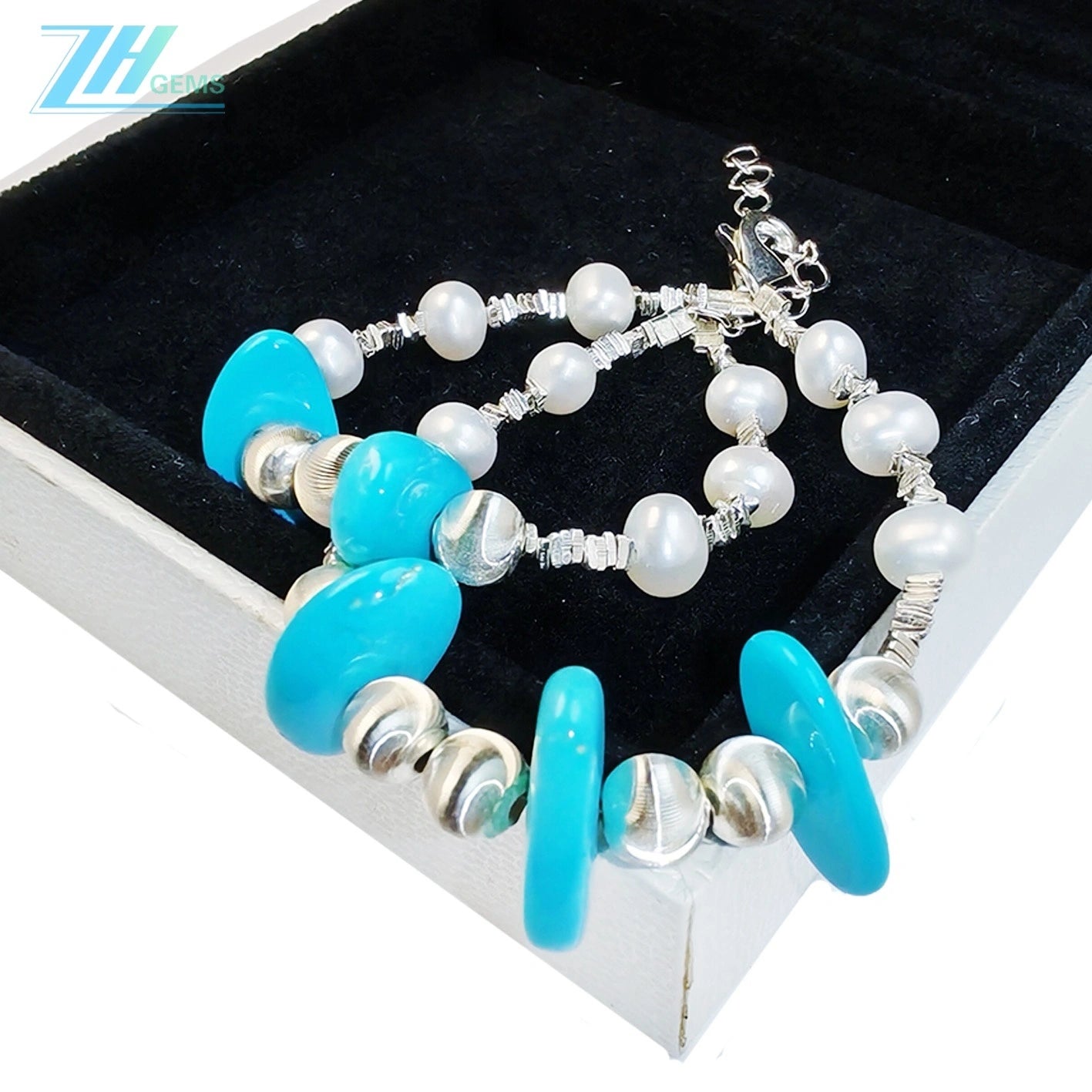 Winter Goddess Bracelet Pearl Jewelry S925 Silver Beads Natural Sterling Treatment Turquoise