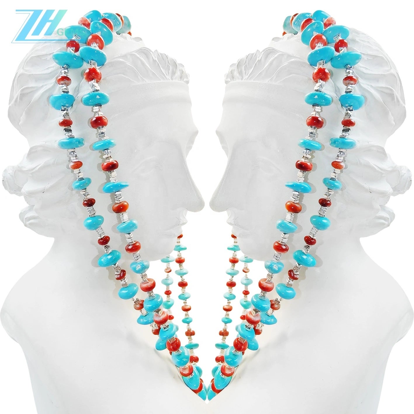 Warm Double Layer Turquoise Red Spiny Oyster S925 Silver Necklace Goddess Necklace Natural Turquoise Christmas
