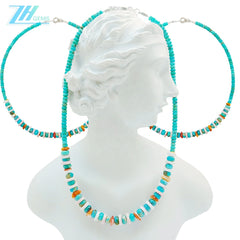18.3g Natural Turquoise Pink Opal Necklace Smooth Beads Jewelry Handmade Gift As Surprising Summer Choice For Girlfriend