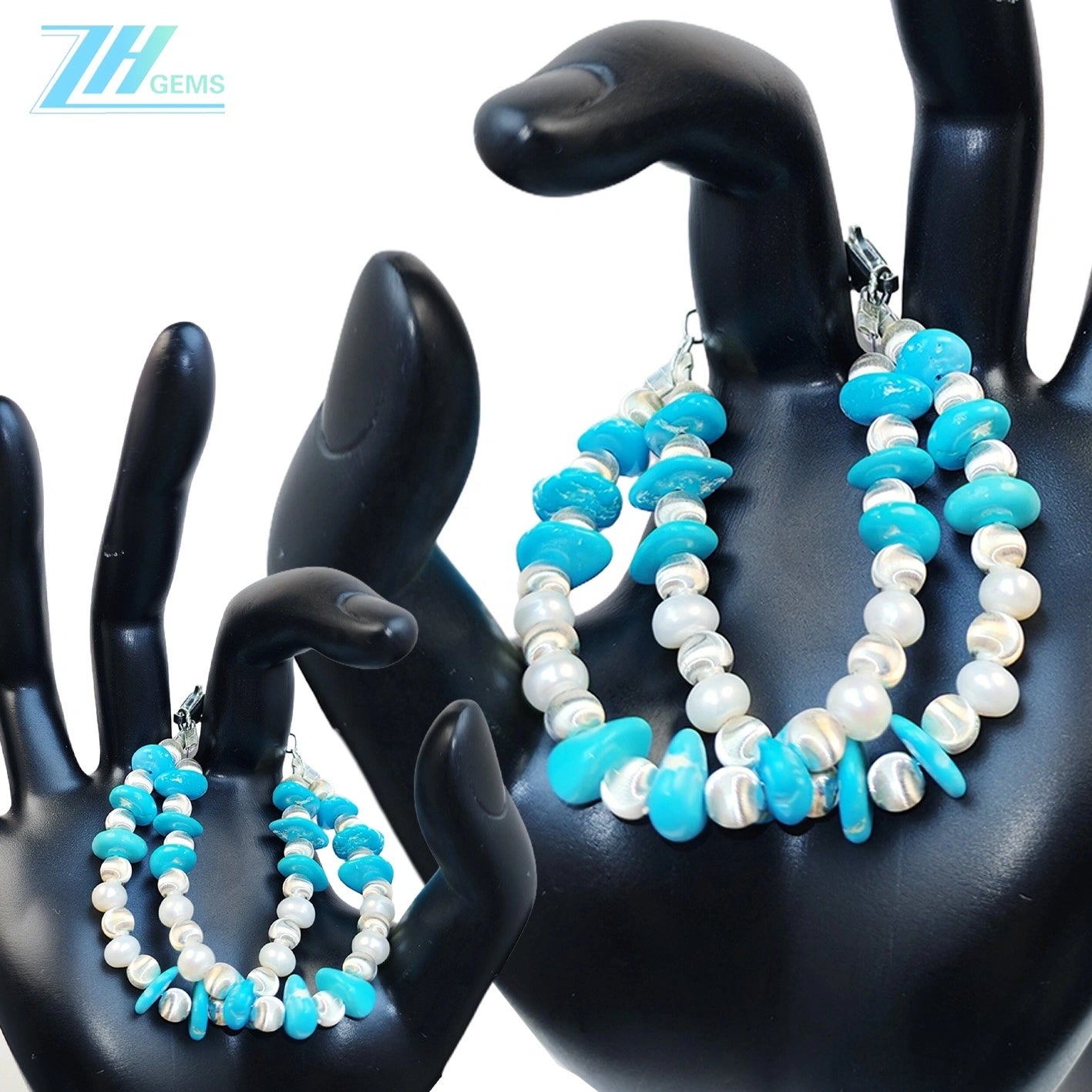 Turquoise Popular Jewelry S925 Silver And Natural Turquoise With Pearls High Quality Luxury Niche Style Bracelet Hot Sellers1