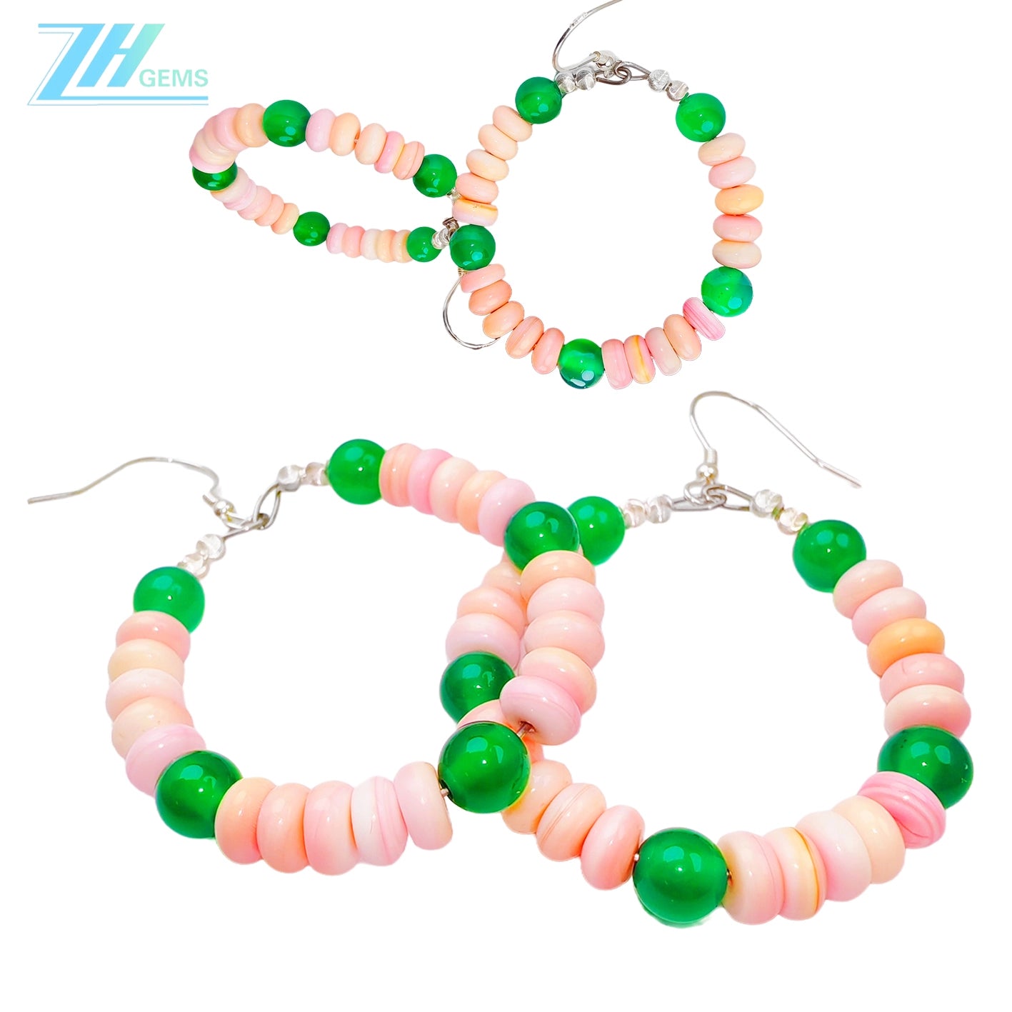 Real Pink Opal Earrings With Chrysoprase 925 Sterling Silver Stud Drop Earrings For Women For Her Gemstone Gift