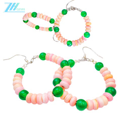 Real Pink Opal Earrings With Chrysoprase 925 Sterling Silver Stud Drop Earrings For Women For Her Gemstone Gift