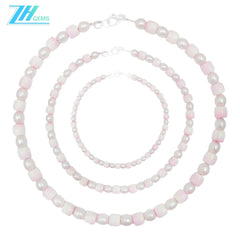 Natural Pearls Natural Pink Opal Drum Shape Necklace Jewelry Temperament Women's Design Pearl Necklace