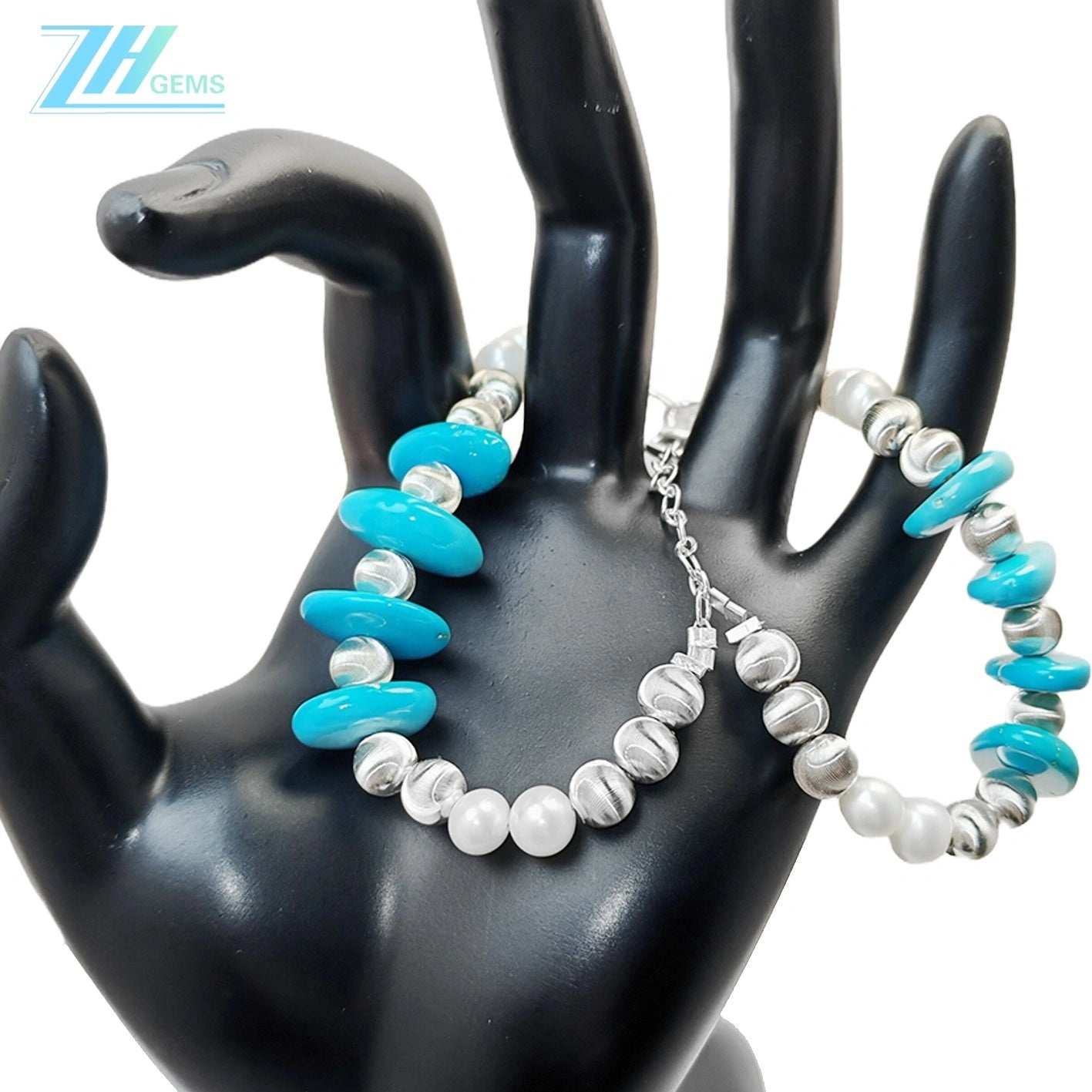 Double Pearl S925 Silver Bracelet Goddess Bracelet Natural Turquoise Christmas Holiday Gifts Hot Sale
