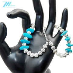 Double Pearl S925 Silver Bracelet Goddess Bracelet Natural Turquoise Christmas Holiday Gifts Hot Sale