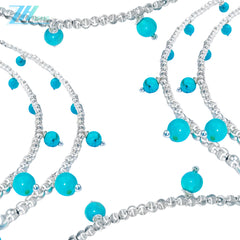 Winter Gift S925 Silver & Natural Turquoise With Silver Beads High Quality Turquoise Necklace Hot Sale