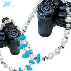 Turquoise Pearl Bracelet S925 Silver Fashion Women's Jewelry Designer Custom Natural Pearl Silver Beads Accessories1