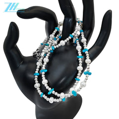 Double Natural Turquoise Women's Necklace With Delicate Beautiful Silver Jewelry Necklace Goddesses Necessary
