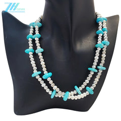 High Quality Turquoise Pearl Necklace S925 Silver Fashion Suitable For Popular Custom Necklaces Designer Carefully Designed