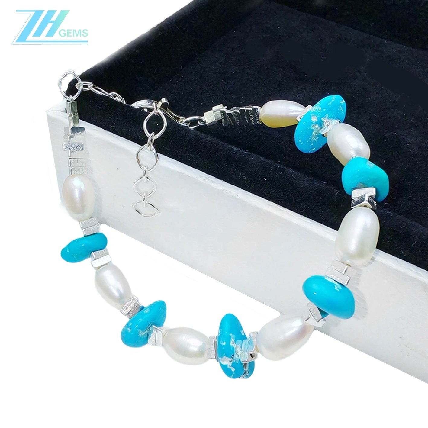 Natural Turquoise Natural Pearl Bracelet Jewelry Holiday Gift S925 Silver Women's Jewelry Best Selling Handmade Goddess Jewelry