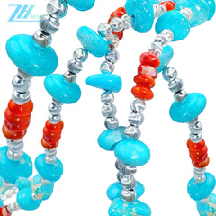 Fine Natural Red Spiny Oyster Turquoise Double Necklace High Quality Turquoise Natural Gemstone Jewelry Popular Models Hot Sale