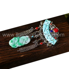 Jade budda and natural Turquoise pendant gemstone jewelry