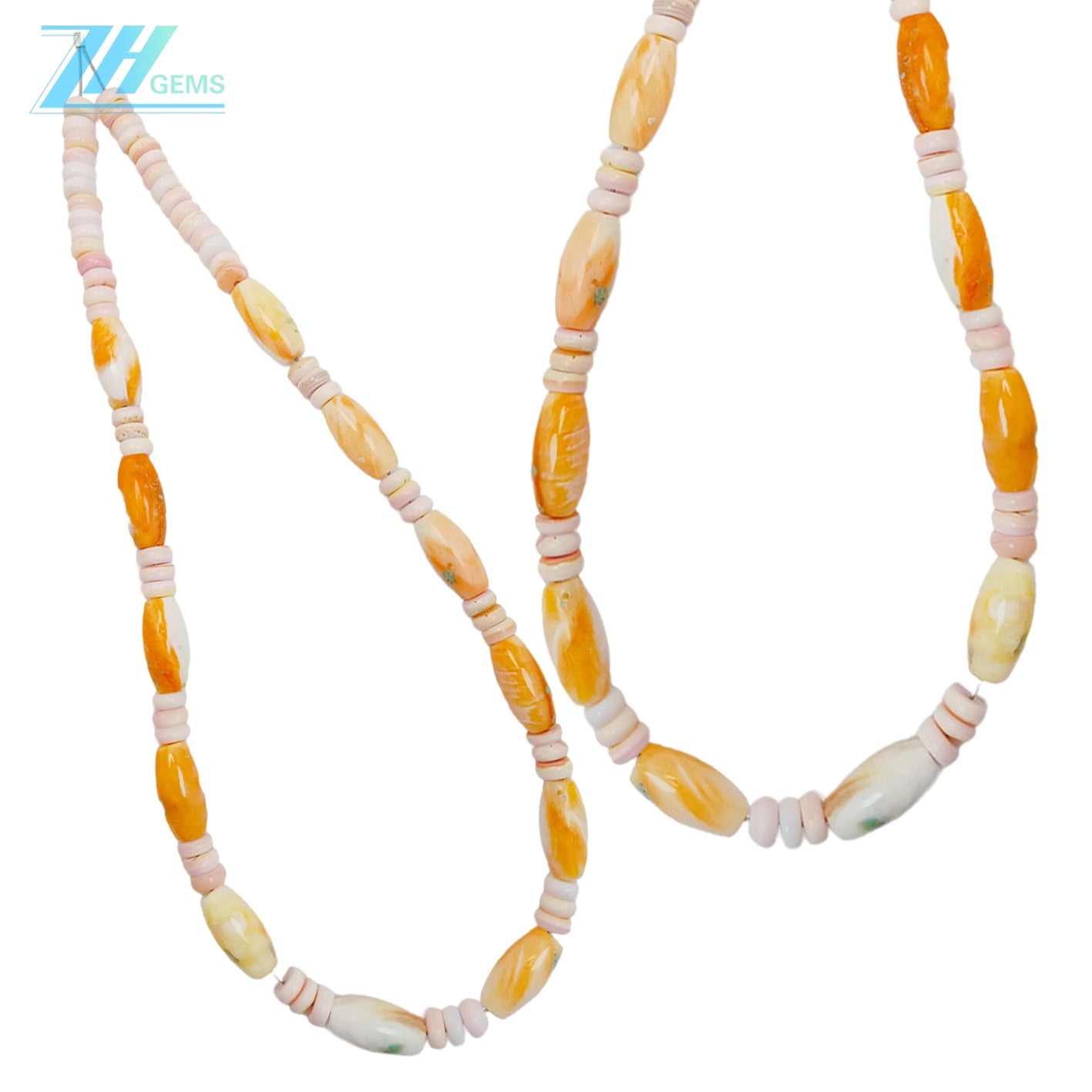 Pink Opal And Spiny Oyster Color Pink Orange 16inch Necklace Gemstone Jewelry Simple Atmosphere Delicate As Gift