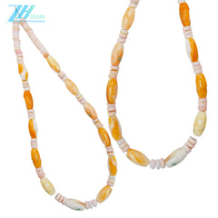 Pink Opal And Spiny Oyster Color Pink Orange 16inch Necklace Gemstone Jewelry Simple Atmosphere Delicate As Gift