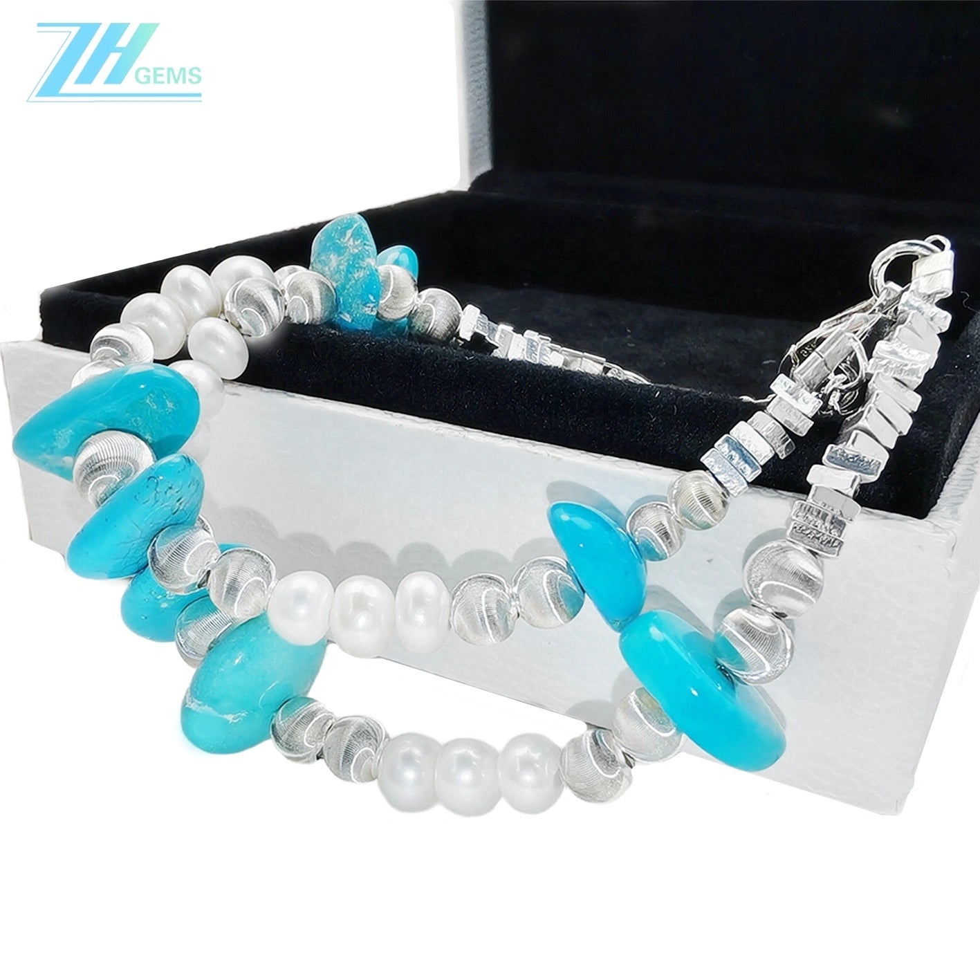 Double Layer Natural Turquoise Bracelet For Women Turquoise Beautiful Silver Jewelry Bracelet Goddess Essential Popular Sale