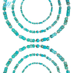 Natural Filled Turquoise Drum Beads S925 Silver Necklace Exquisite Jewelry Accessories Women Fashion